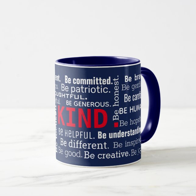 inspirational Word Cloud on navy blue Mug (Front Right)