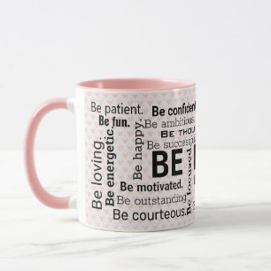 inspirational Word Cloud On Pink Hearts Mug