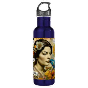 Inspirational Words and Vintage Lady Stainless Steel Water Bottle