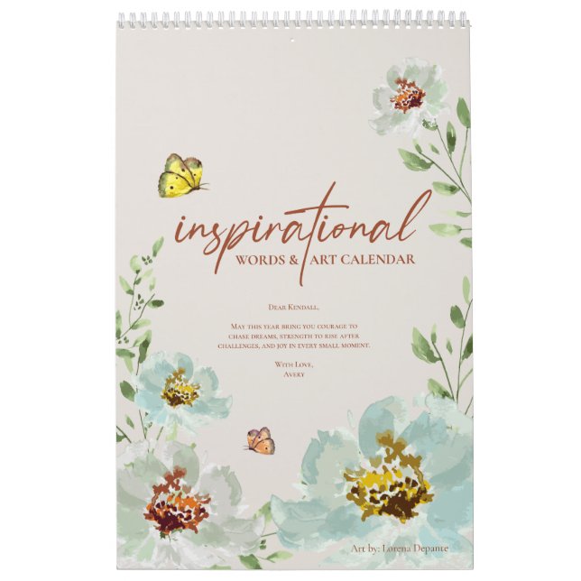 Inspirational Words & Art Nature Inspired Custom  Calendar (Cover)