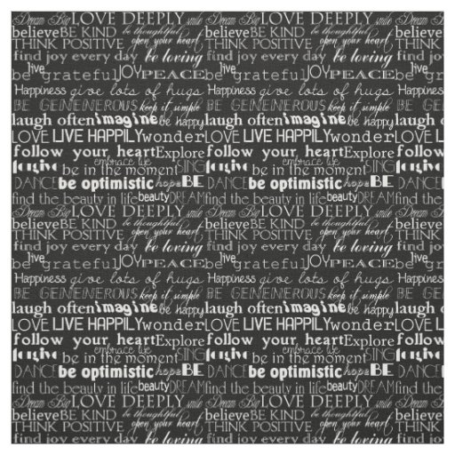 Inspirational Words Black And White Typography Fabric Zazzle