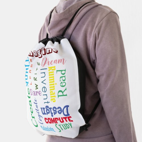 Inspirational Words Colorful Students Drawstring Bag