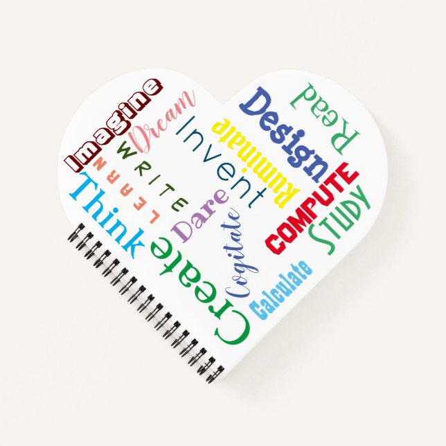 Inspirational Words Colorful Students Heart Notebook (Front)