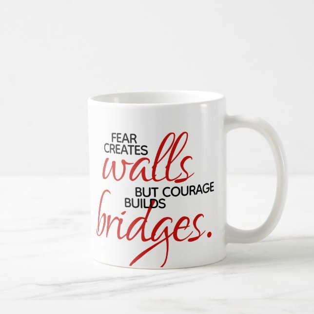 Inspirational Words Courage Builds Bridges Coffee Mug (Right)