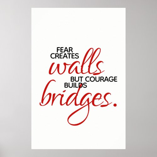 Inspirational Words Courage Builds Bridges Poster