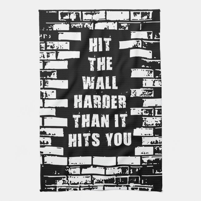 Inspirational Words - Hit The Wall Harder Towel (Vertical)