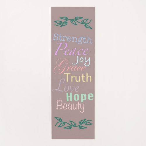 Inspirational Words Lavender and Greenery Yoga Mat