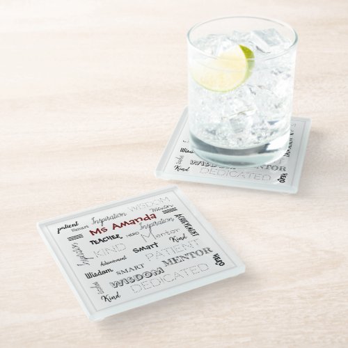 Inspirational Words Mentor Teacher Appreciation  Glass Coaster