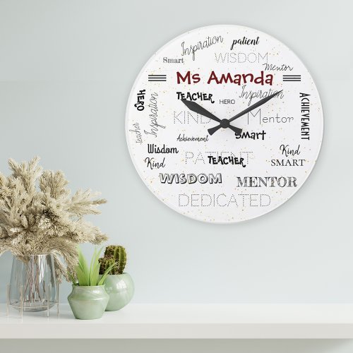 Inspirational Words Mentor Teacher Appreciation Large Clock