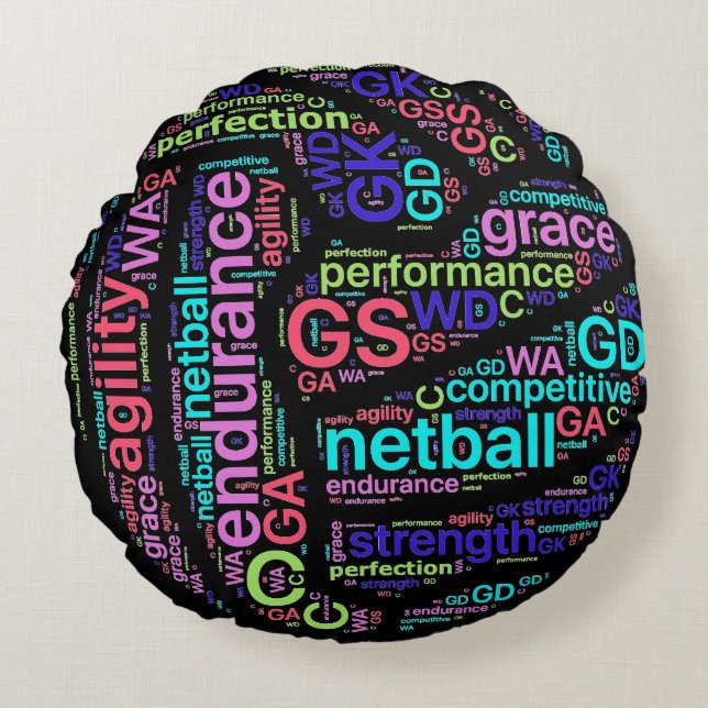 Inspirational Words Netball Ball Design Round Pillow (Front)