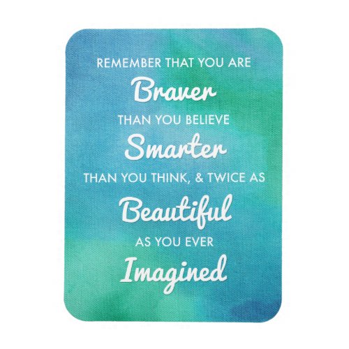 Inspirational Words on Blue Watercolor Background Magnet