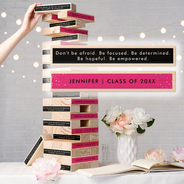  Inspirational Words On Pink Graduation Party Topple Tower (Creator Uploaded)