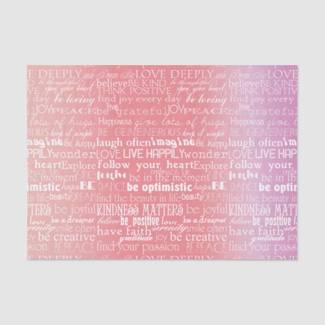 Inspirational Words Peach Pink Ombre Tissue Paper (Front)