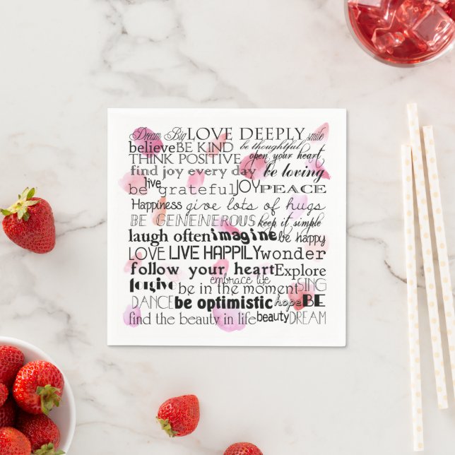 Inspirational Words Rose Petals Napkins (Insitu)