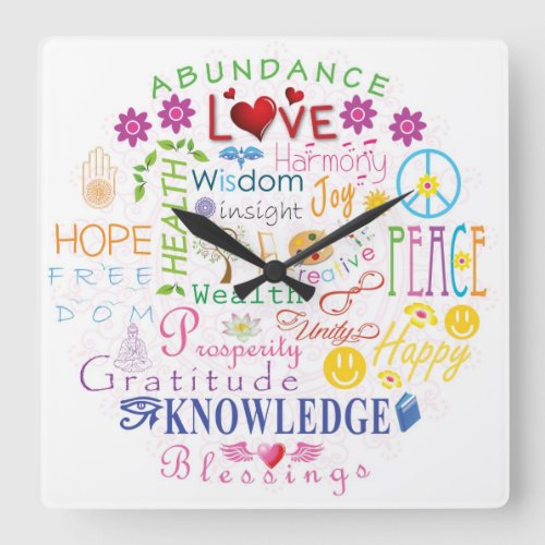 Inspirational Words Square Wall Clock