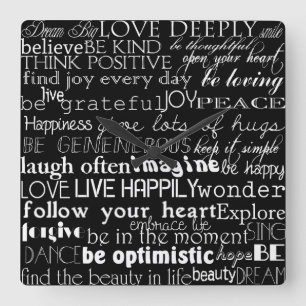 Inspirational Words Square Wall Clock