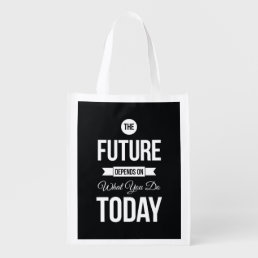 Inspirational Words The Future Black Grocery Bag