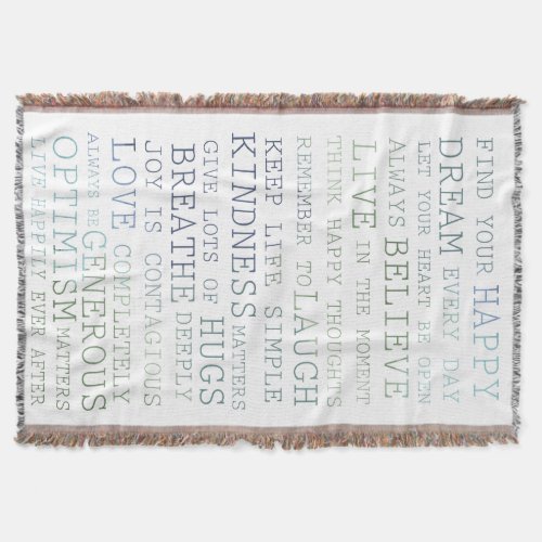 Inspirational Words Throw Blanket