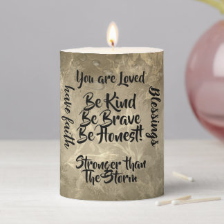 Inspirational Words to Live By Pillar Candle