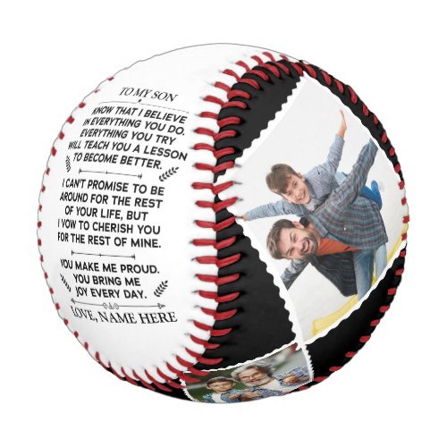 Inspirational Words To My Son with Custom 4 Photos Baseball