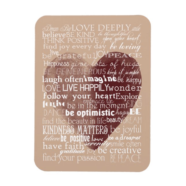 Inspirational Words Watercolor Heart Magnet (Vertical)