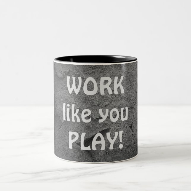 inspirational work quote on stone Two-Tone coffee mug (Center)