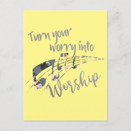 Inspirational Worry into Worship Christian Postcard