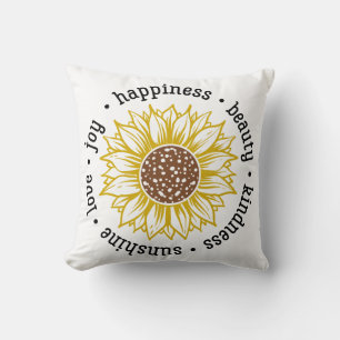 Inspirational Yellow Sunflower Throw Pillow