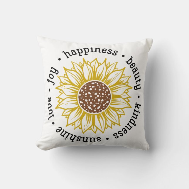Inspirational Yellow Sunflower Throw Pillow (Front)