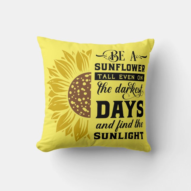 Inspirational Yellow Sunflower Throw Pillow (Front)