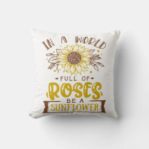 Inspirational Yellow Sunflower Throw Pillow