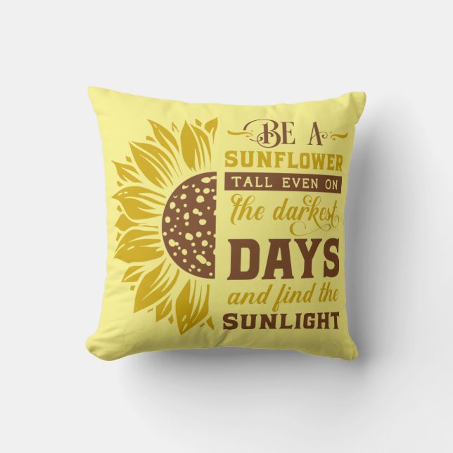 Inspirational Yellow Sunflower Throw Pillow (Front)