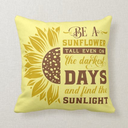 Inspirational Yellow Sunflower Throw Pillow