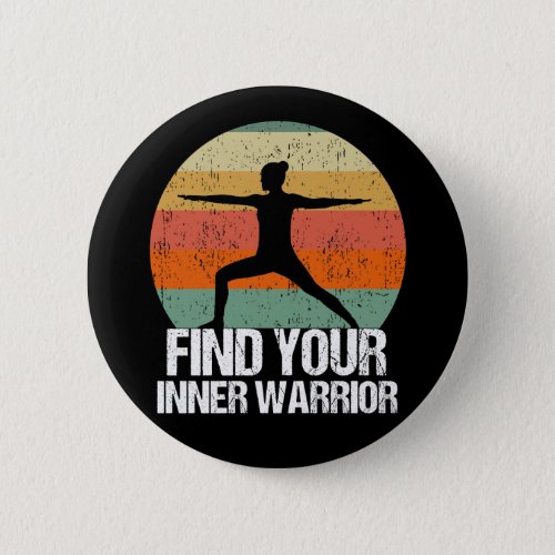 Inspirational Yoga Warrior Sunset Quote Button