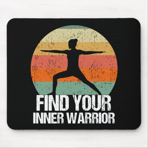 Inspirational Yoga Warrior Sunset Quote Mouse Pad