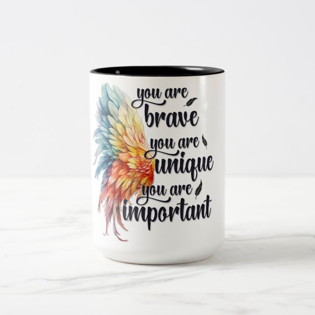 Inspirational You Are Brave Two-Tone Coffee Mug (Center)