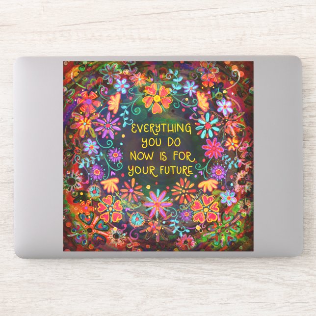 Inspirational Your Future Fun Floral Inspirivity Sticker (Computer)