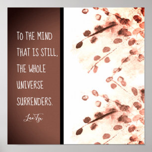 inspirational zen quote Lao Tzu nature art brown Poster