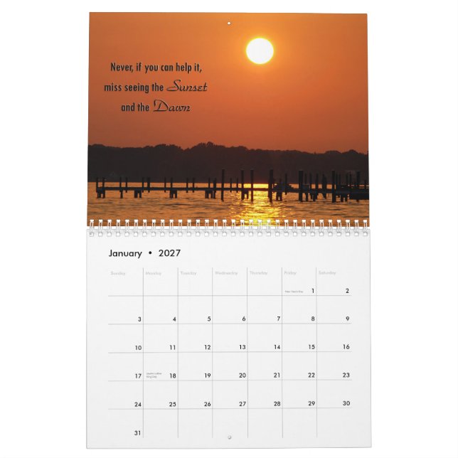 Inspirations By The Month Calendar (Jan 2027)