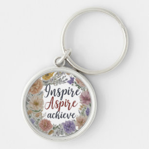 Inspire Aspire Achieve Premium Round Keychain