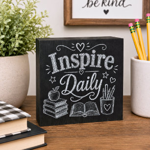 Inspire Daily Chalkboard Style Wooden Box Sign