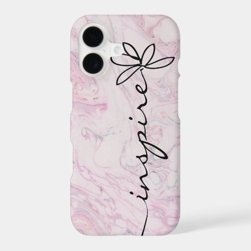 Inspire Daisy design on pink marble iPhone 17 Case