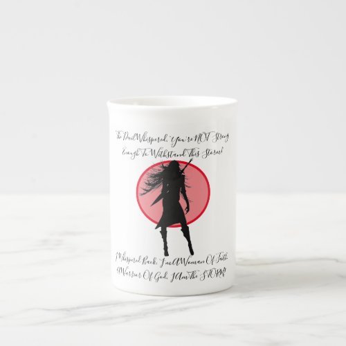 INSPIRE FAITHFUL VIKING WARRIOR CHICK QUOTE PINK BONE CHINA MUG