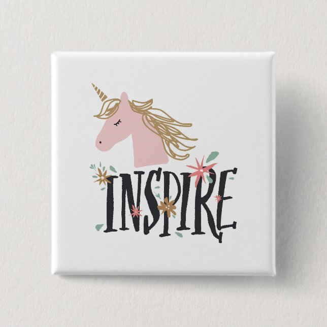 Inspire | Gold Mane Unicorn Button (Front)