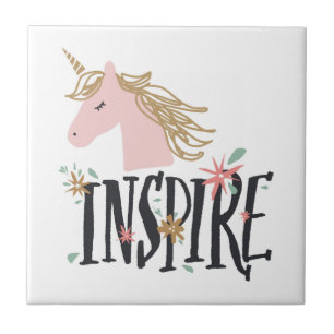 Inspire Gold Mane Unicorn Ceramic Tile