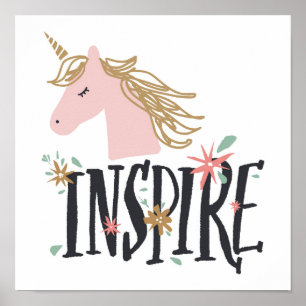 Inspire Gold Mane Unicorn Poster