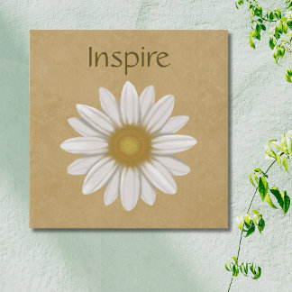 Inspire Golden Hand-Drawn Daisy Botanical Faux Canvas Print