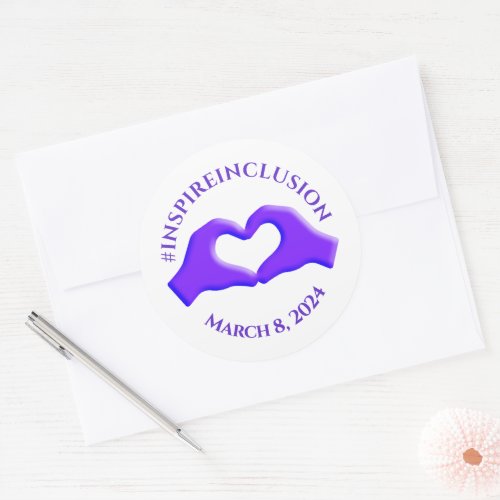 Inspire Inclusion Hashtag March 8 Womens Day 2024 Classic Round Sticker