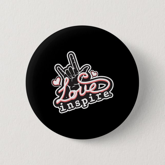 inspire Love ASL ILY Hand Sign Language Deaf Aware Button (Front)