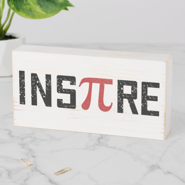 InsPire Pi day | Happy Pi day Math Gifts Wooden Box Sign (In Situ Horizontal)
